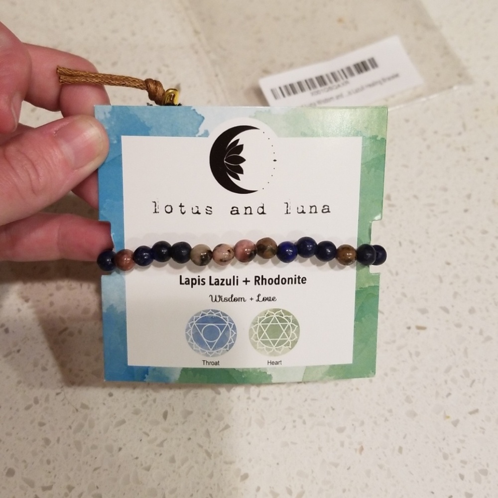 Lapis & rhondonite stone bracelet